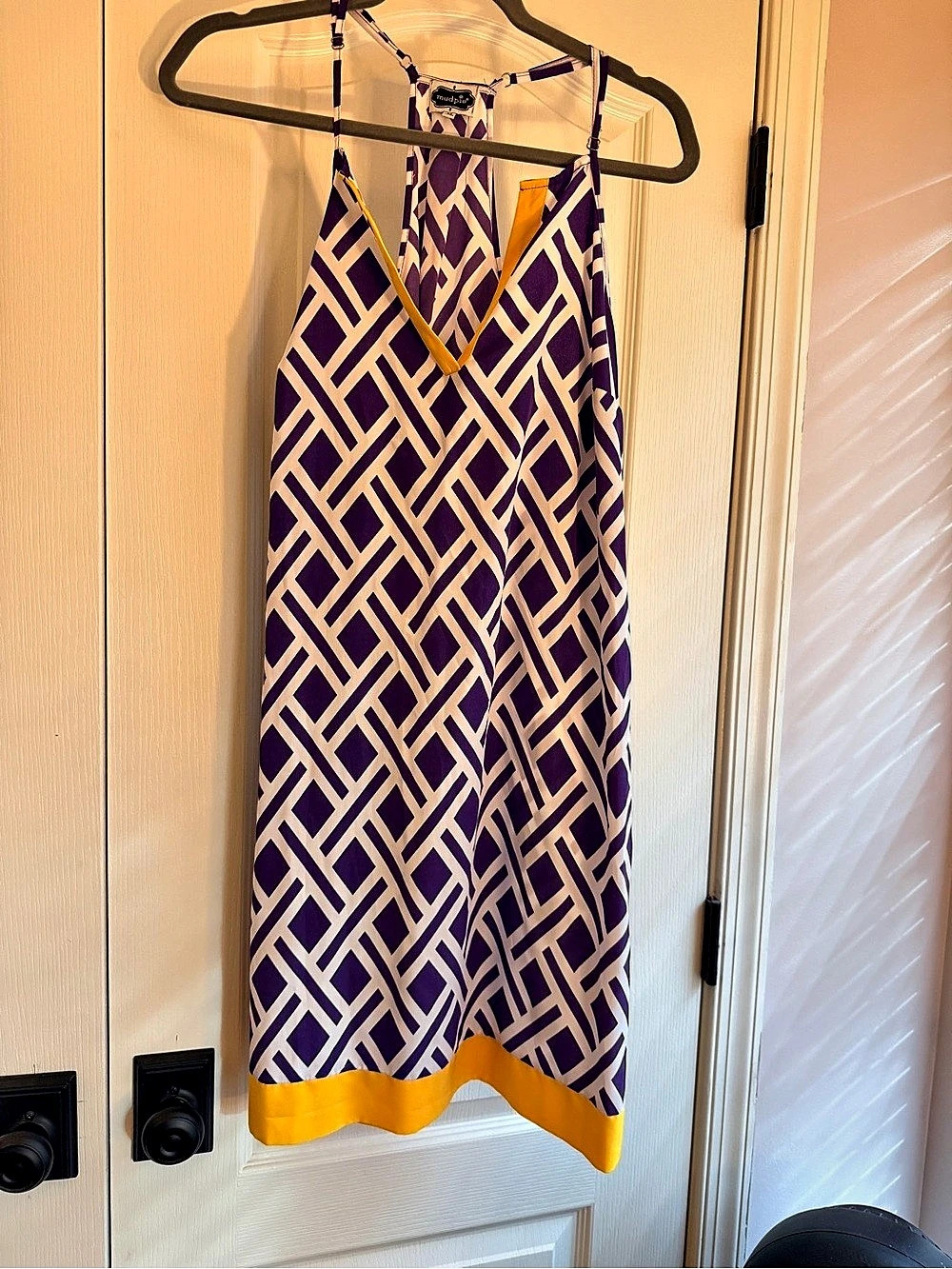 mud pie Geometric Mini Dress in Purple & Yellow Size Medium Like New, LSU, JMU,